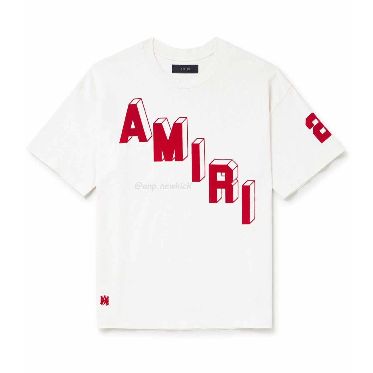 Amiri Logo Flocked Felt Trimmed Cotton Jersey White T Shirt (1) - www.newkick.org